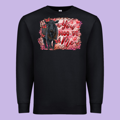 You Moo Ve  Me Black Angus Premium Sweatshirt Designed By Ranaportraitstore