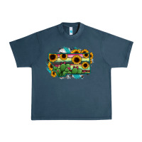 Midnight Navy Montana Map Sunflower Cactus Serape Urban Heavy Tee - RanaPortraitStore