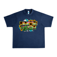 Navy Montana Map Sunflower Cactus Serape Urban Heavy Tee - RanaPortraitStore