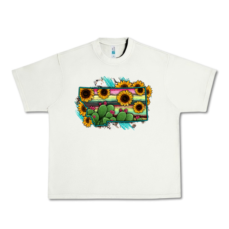 Montana Map Sunflower Cactus Serape Urban Heavy Tee by RanaPortraitStore | Teevron