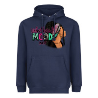 Navy Unbothered mood 24:7 Heavyweight Hoodie - RanaPortraitStore
