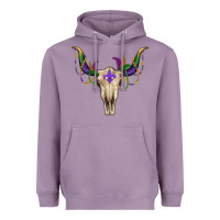 Lavender Mardi Gras Bull Skull Heavyweight Hoodie - RanaPortraitStore