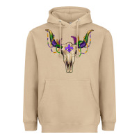 Mushroom Mardi Gras Bull Skull Heavyweight Hoodie - RanaPortraitStore