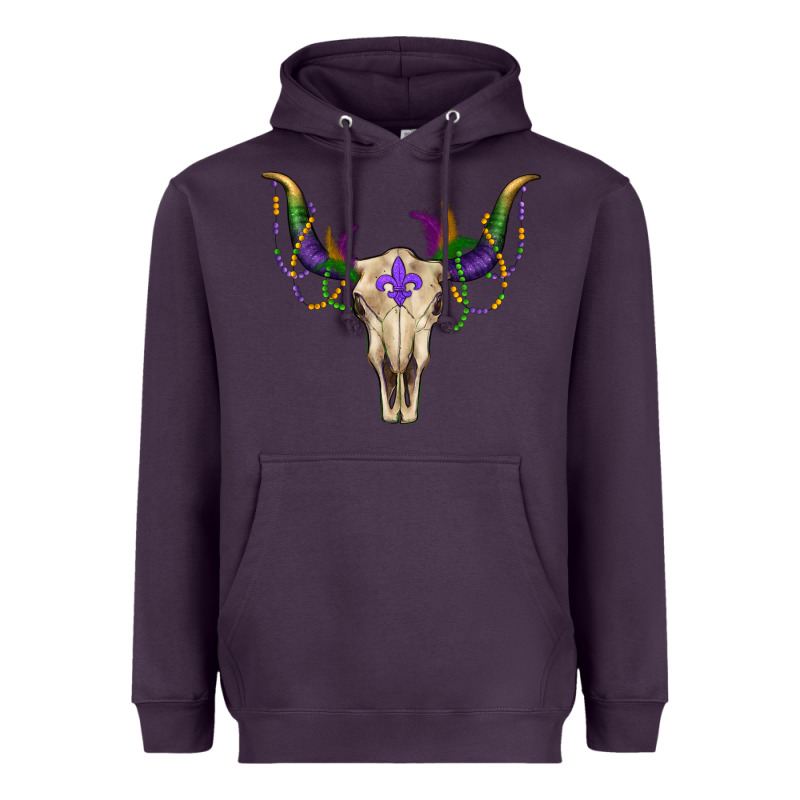 Mardi Gras Bull Skull Heavyweight Hoodie by RanaPortraitStore | Teevron