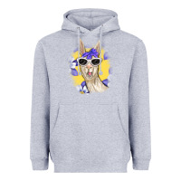 Heather Grey Llama With Sunglasses Heavyweight Hoodie - RanaPortraitStore