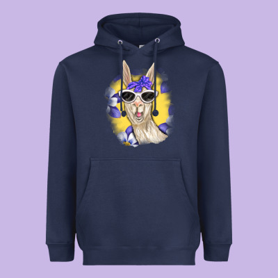 Heavyweight Hoodie Llama With Sunglasses