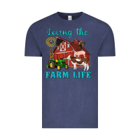 Vintage Denim western loving the farm life barn cow pig rooster tractor wind wheel Vintage Tee - Artiststas