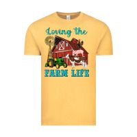 Vintage Mustard western loving the farm life barn cow pig rooster tractor wind wheel Vintage Tee - Artiststas