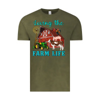 Vintage Olive western loving the farm life barn cow pig rooster tractor wind wheel Vintage Tee - Artiststas