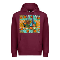 Burgundy Thanksgiving Truck With Turkey Premium Hoodie - Artiststas