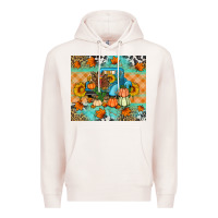 Pale Pink Thanksgiving Truck With Turkey Premium Hoodie - Artiststas