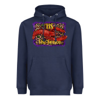 Navy Mardi Gras Tis The Season Lobster Heavyweight Hoodie - RanaPortraitStore
