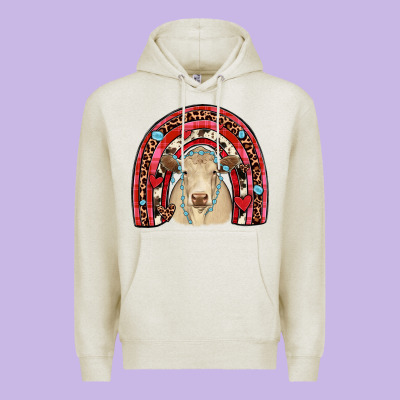 Valentines Charolais  Rainbow Premium Hoodie Designed By Jahusdesignshop