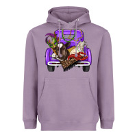 Lavender Mardi Gras Truck With Farm Animals Heavyweight Hoodie - RanaPortraitStore