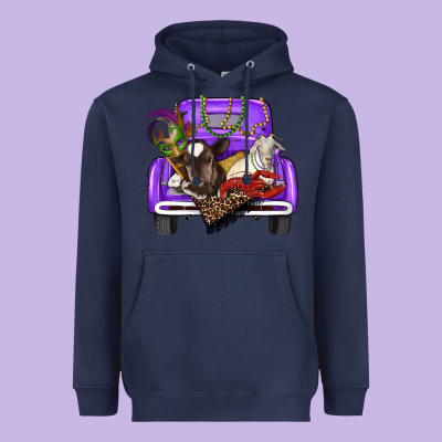 Heavyweight Hoodie Mardi Gras Truck With Farm Animals