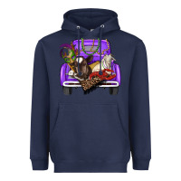 Navy Mardi Gras Truck With Farm Animals Heavyweight Hoodie - RanaPortraitStore