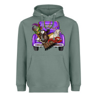 Sage Mardi Gras Truck With Farm Animals Heavyweight Hoodie - RanaPortraitStore