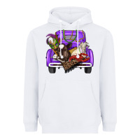 White Mardi Gras Truck With Farm Animals Heavyweight Hoodie - RanaPortraitStore