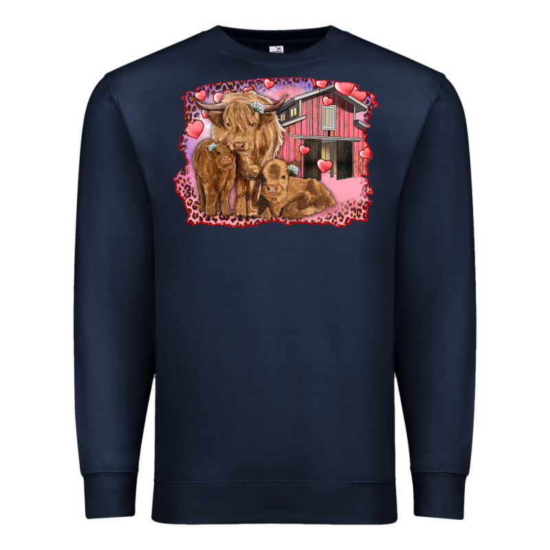Valentine's Day Mama Cow And Baby Cows Premium Sweatshirt by RanaPortraitStore | Teevron