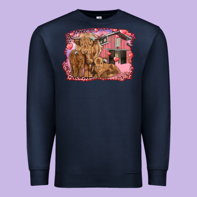 Valentine's Day Mama Cow And Baby Cows Premium Sweatshirt Designed By Ranaportraitstore