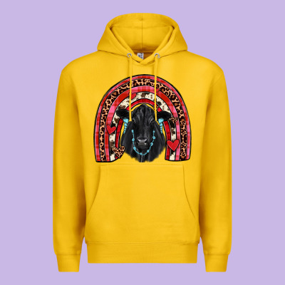 Valentines Black Angus  Rainbow Premium Hoodie Designed By Jahusdesignshop