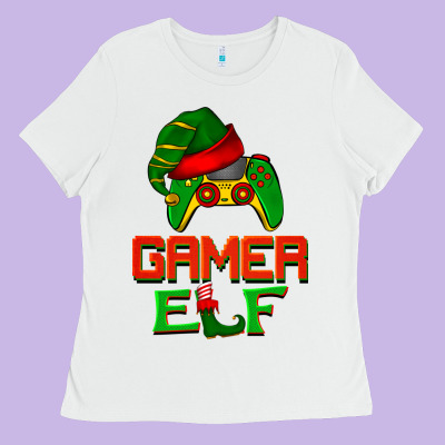 Christmas Gamer Elf Ladies Tee Designed By Barkaloodesign