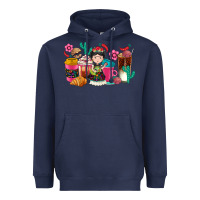 Navy But first cafecito y chismecito Heavyweight Hoodie - RanaPortraitStore