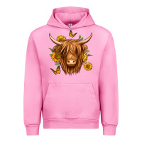 Fuchsia Pink sunflowers long haired cow Urban Hoodie - Jasminsmagicworld