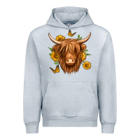 Heather Grey sunflowers long haired cow Urban Hoodie - Jasminsmagicworld