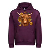 Mauve Wine sunflowers long haired cow Urban Hoodie - Jasminsmagicworld