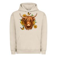 Pigment French Oak sunflowers long haired cow Urban Hoodie - Jasminsmagicworld