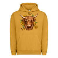 Pigment Peanut Butter sunflowers long haired cow Urban Hoodie - Jasminsmagicworld