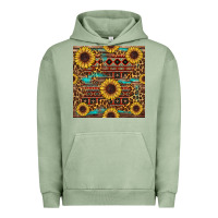 Pigment Oil Green sunflower and leopard seamless pattern Urban Hoodie - BundleAndBundleShop
