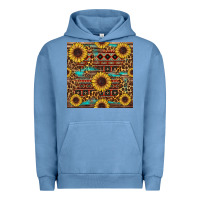 Pigment Pebble Blue sunflower and leopard seamless pattern Urban Hoodie - BundleAndBundleShop