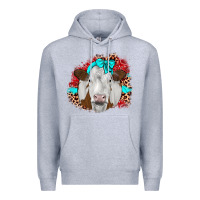 Heather Grey ribbon simmental leopard Premium Hoodie - JahusDesignShop