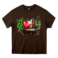 Chocolate Brown Jolly Nurse Black Heavy Core Tee - CowhideDigitalArt