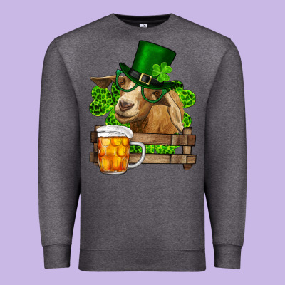 St. Patrick's Day Goat And Beer Premium Sweatshirt Designed By Ranaportraitstore