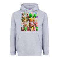 Heather Grey Dia de los muertos Heavyweight Hoodie - RanaPortraitStore