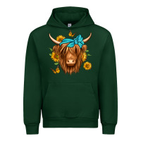 Forest Green sunflower long haired cow Urban Hoodie - Jasminsmagicworld