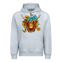 Heather Grey sunflower long haired cow Urban Hoodie - Jasminsmagicworld