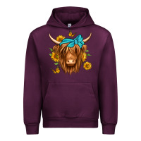 Mauve Wine sunflower long haired cow Urban Hoodie - Jasminsmagicworld