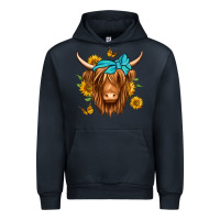 Navy sunflower long haired cow Urban Hoodie - Jasminsmagicworld