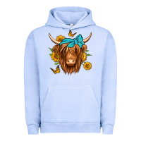 Sunflower Long Haired Cow Urban Hoodie | Teevron