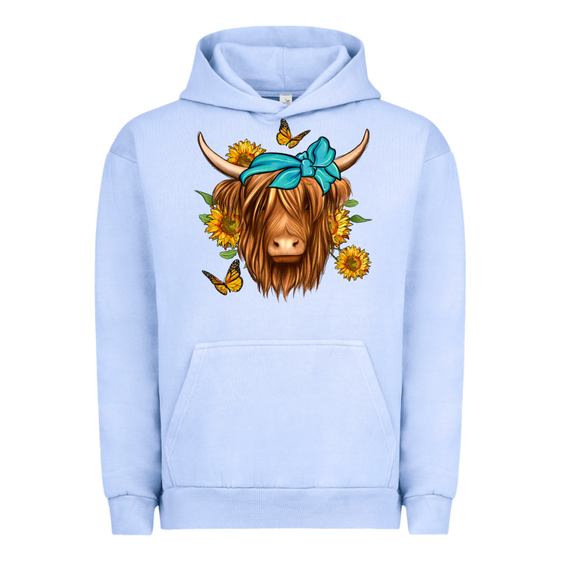 Sunflower Long Haired Cow Urban Hoodie by Jasminsmagicworld | Teevron