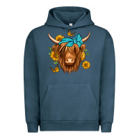 Pigment Midnight Navy sunflower long haired cow Urban Hoodie - Jasminsmagicworld
