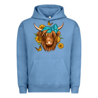 Pigment Pebble Blue sunflower long haired cow Urban Hoodie - Jasminsmagicworld