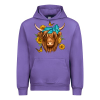 Tulip sunflower long haired cow Urban Hoodie - Jasminsmagicworld