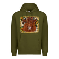 Army Green red angus cowhide sunflower Premium Hoodie - JahusDesignShop
