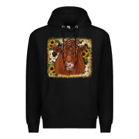Black red angus cowhide sunflower Premium Hoodie - JahusDesignShop