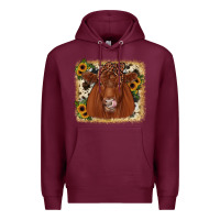 Burgundy red angus cowhide sunflower Premium Hoodie - JahusDesignShop